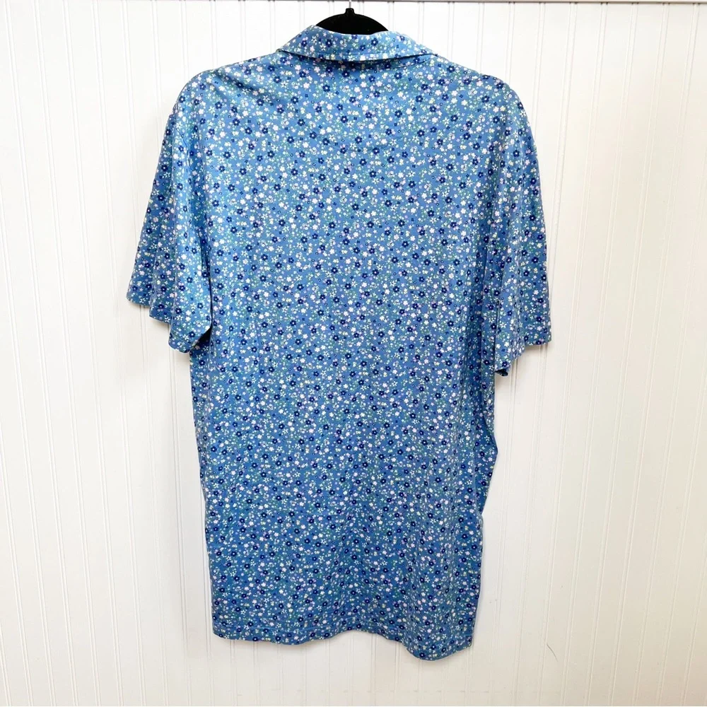 Polo Golf Ralph Lauren Light Blue Floral Short Sleeve Cotton Polo Men’s Large